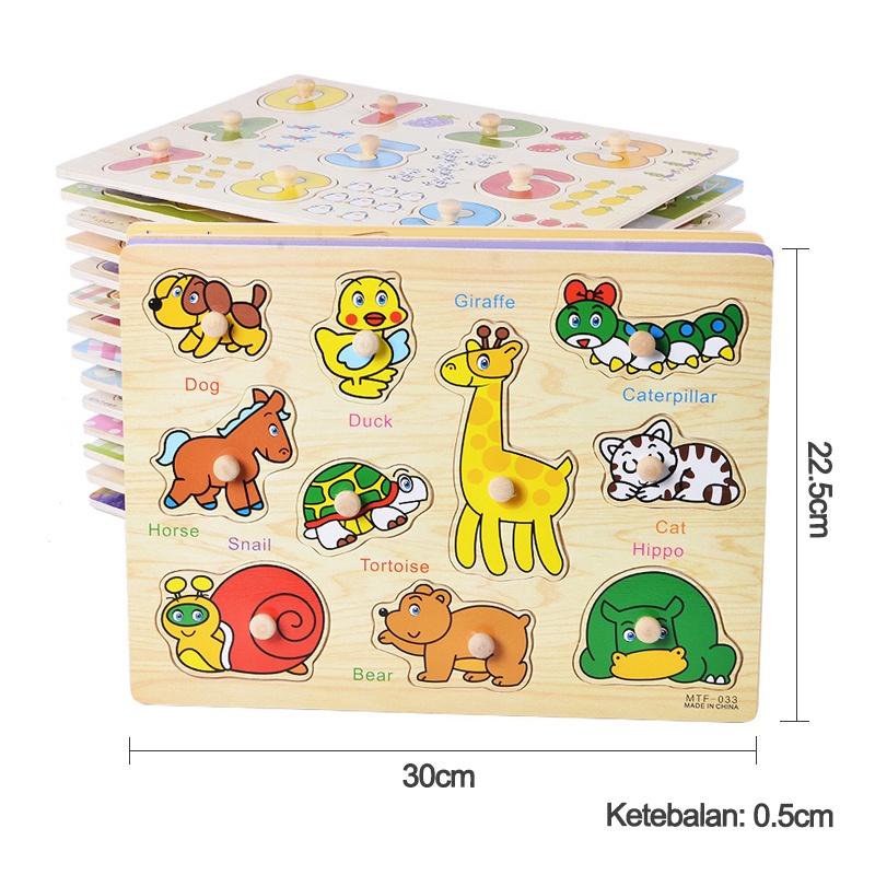 Puzzle kayu mainan edukasi/Mainan puzzle kayu bergambar mainan edukasi anak kids education toys wood letters/Teka-teki kayu anak-anak L11