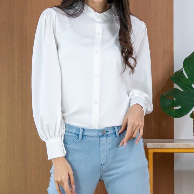 WANITA FASHION PEGGYA ATASAN KEMEJA WANITA BLOUSE-WHITE