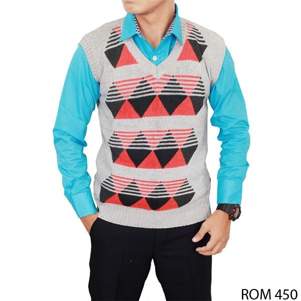 Vest Rompi Pria Rajut Abu – ROM 450