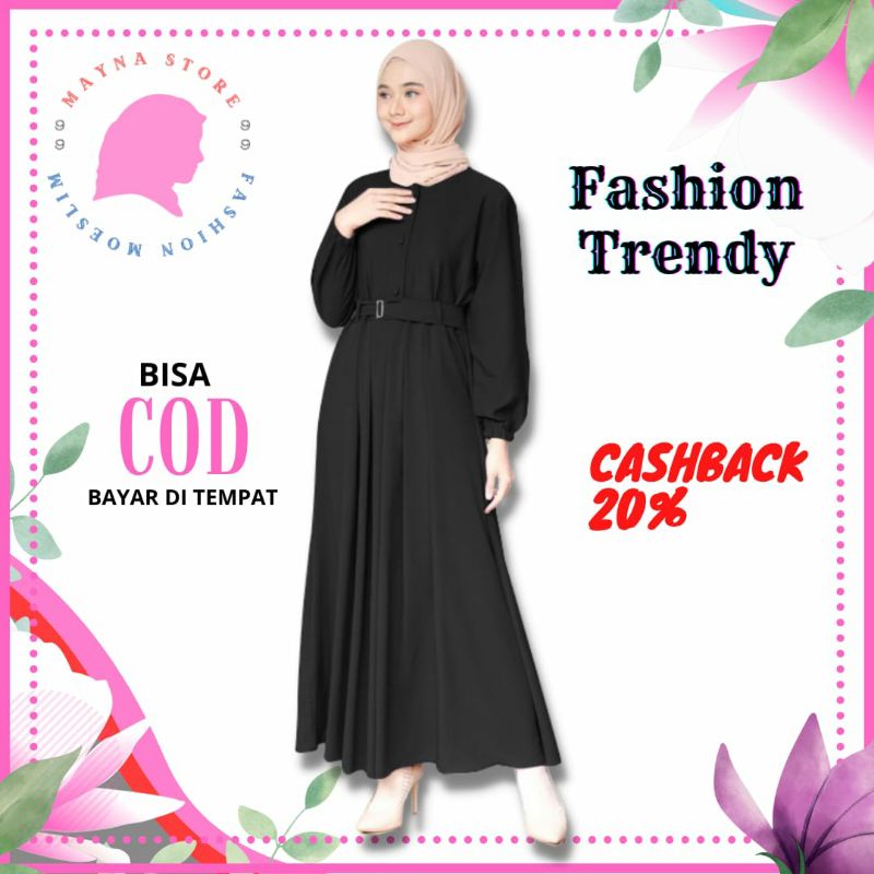 FASHION WANITA MUSLIM GAMIS REMAJA KEKINIAN BAJU BAHAN MOSCREPE SYAR'I LONG DRESS PANJANG POLOS IBU 