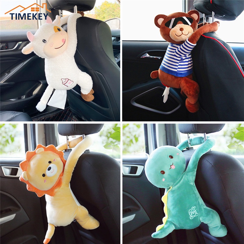 TK Cartoon Car Tissue Box Creative Lovely Rabbit Short Plush Tissue Box Holder for Armrest Box Seat Tissue Box