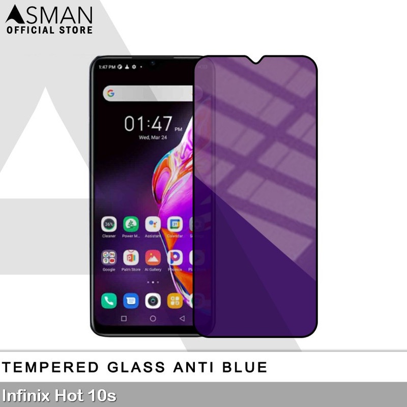 Tempered Glass Blue Light Full Lem Infinix Hot 10s Anti Radiasi Screen Protector