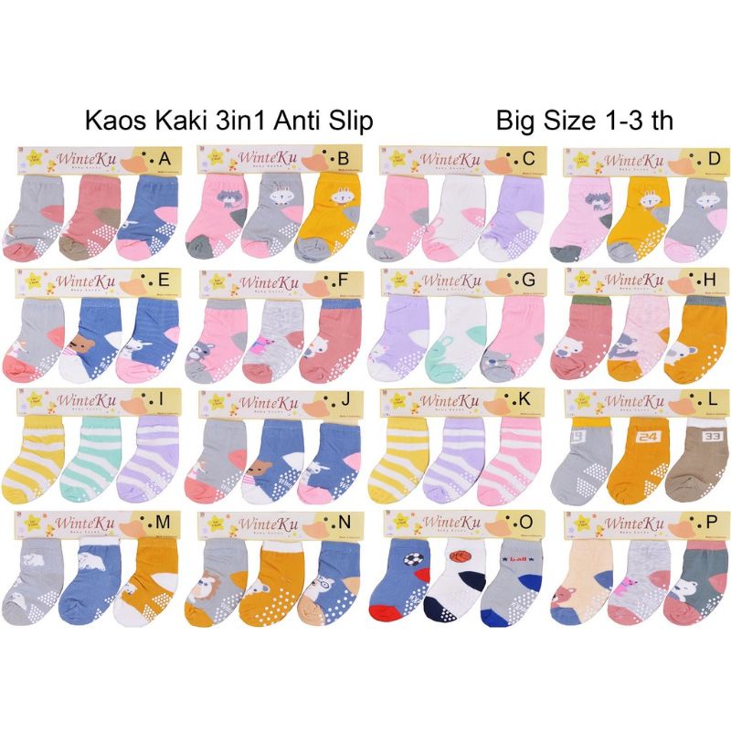 Kaos Kaki Bayi 3in1 Anti Slip Winteku