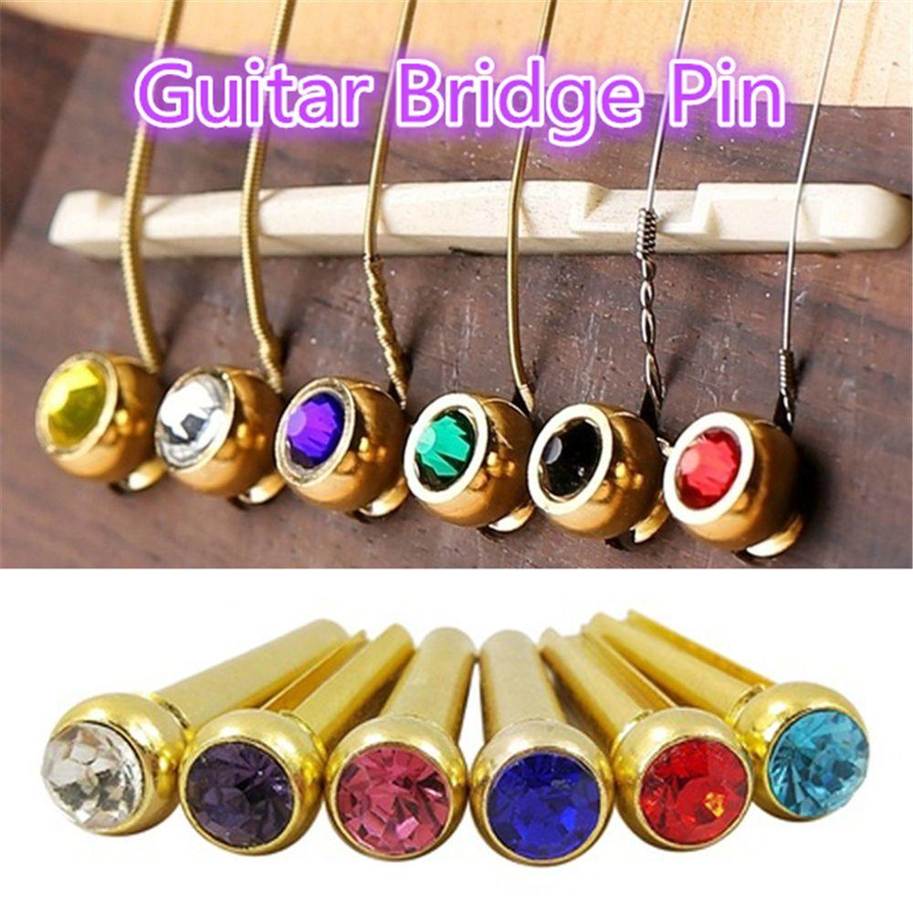 Lanfy Paku Senar Universal Warna-Warni Kuningan Senar Gitar Instrumen Senar Bridge Pin