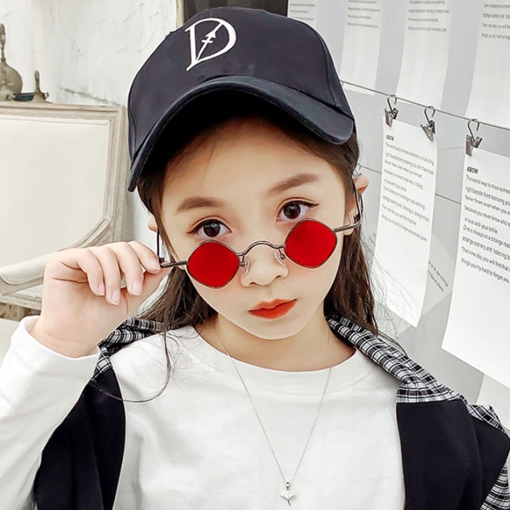 Fashion Small Frame Kids Sunglasses Candy Color Cute Funny Metal Sunglasses