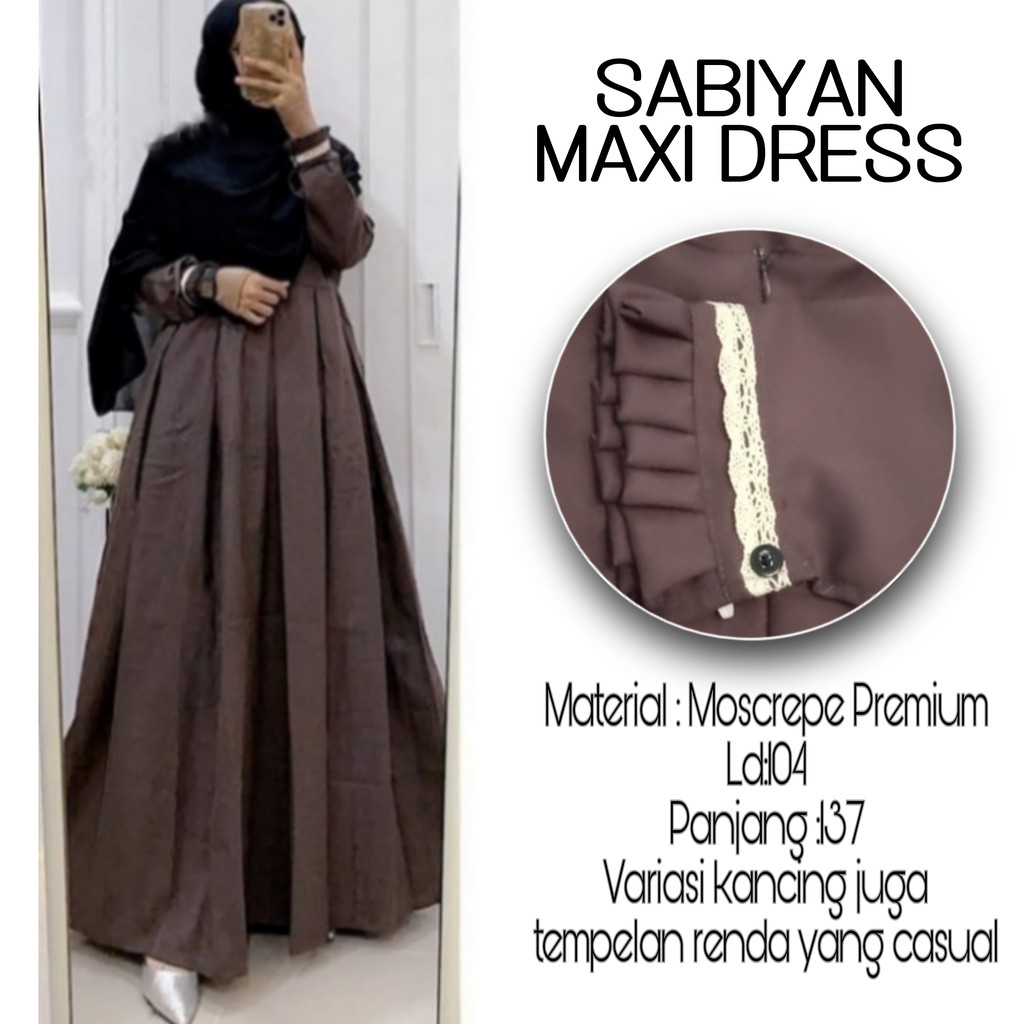 Terlaris !! Baju gamis wanita muslim terbaru 2022 SABIYAN MAXY DRESS ukuran L|XL-CHOCOLATE