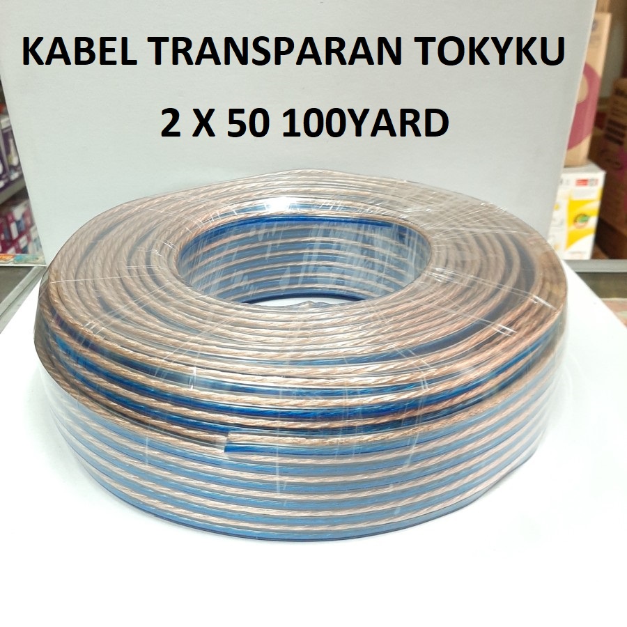 Kabel Serabut Transparan 2x50 100 Yard Per Rol / Kabel Audio Serabut 2x50 100Y