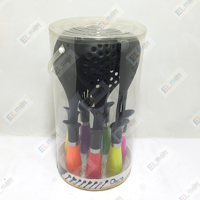 OXONE OX 043 Kitchen Tools Set 8pc Rainbow alat masak sutil whisk irus OX-043 - OX043 Spatula cantik