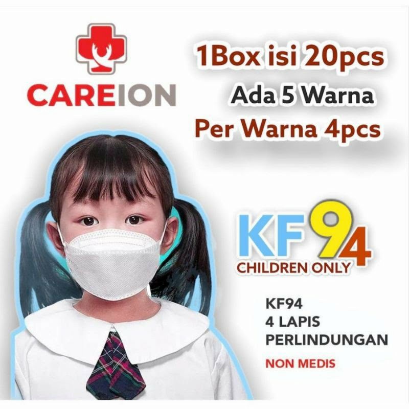 Masker KF94 4 Ply isi 20 Masker Anak Polos Karakter Warna Warni Murah