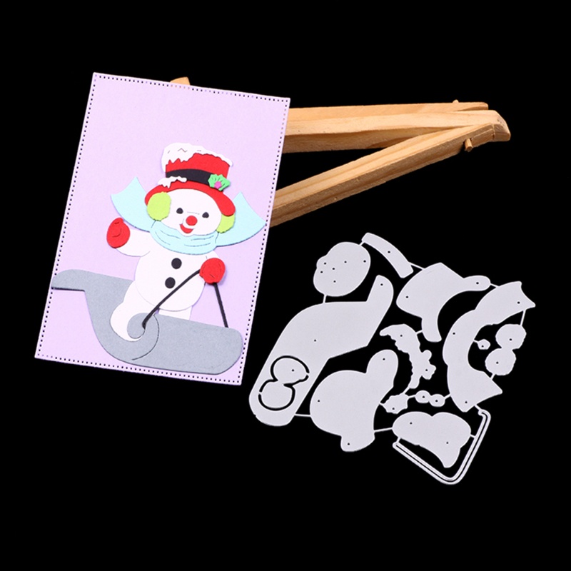 Cetakan Stensil Cutting Dies Motif Snowman Natal Bahan Metal Untuk Scrapbook / Craft DIY / Embossing