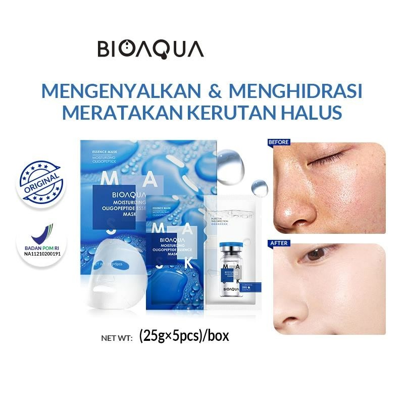 ★ BB ★ BIOAQUA Moisturizing Oligopeptide Essence Face Mask - Masker Wajah (25g×5pcs)/box - BIO AQUA