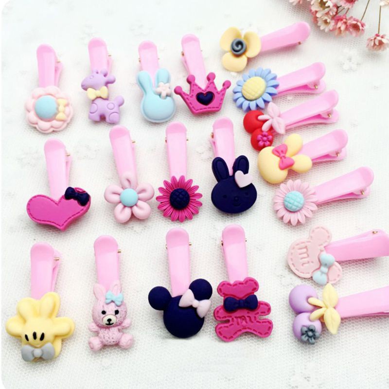 Glitter Child Baby Girls Polished Plastic Hair Clip Cute Cartoon Animal Floral Elastic Rubber Band Ponytail Holder Party Hairpin Barrette Random Style