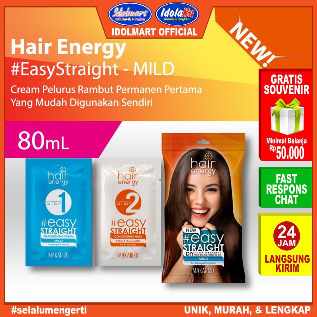 IDOLAKU Makarizo Hair Energy Easy Straight - MILD 80 mL Pelurus Rambut / Makarizo Easy Straight