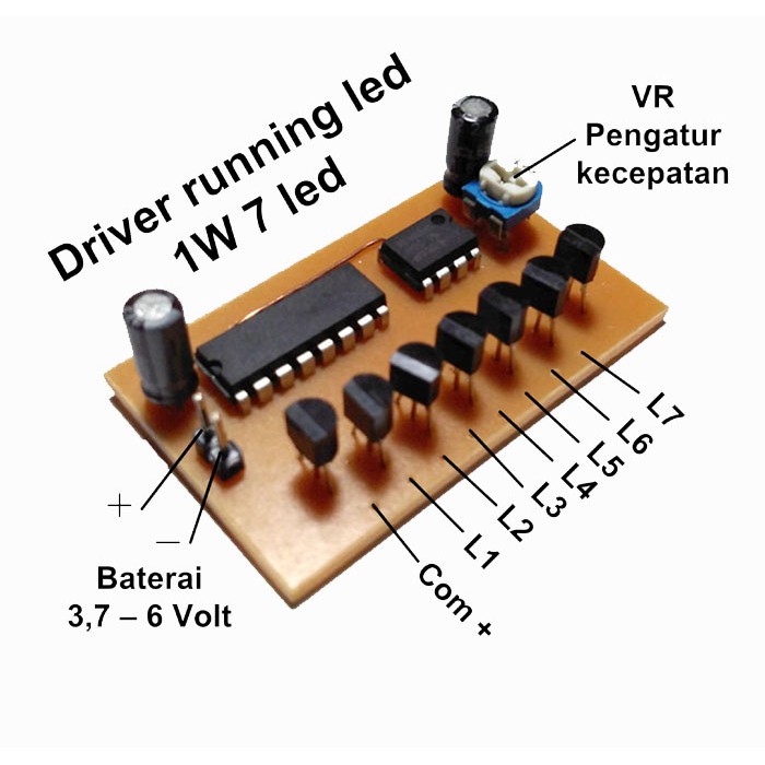 Driver Running led 1W 7 led NE555 CD4017