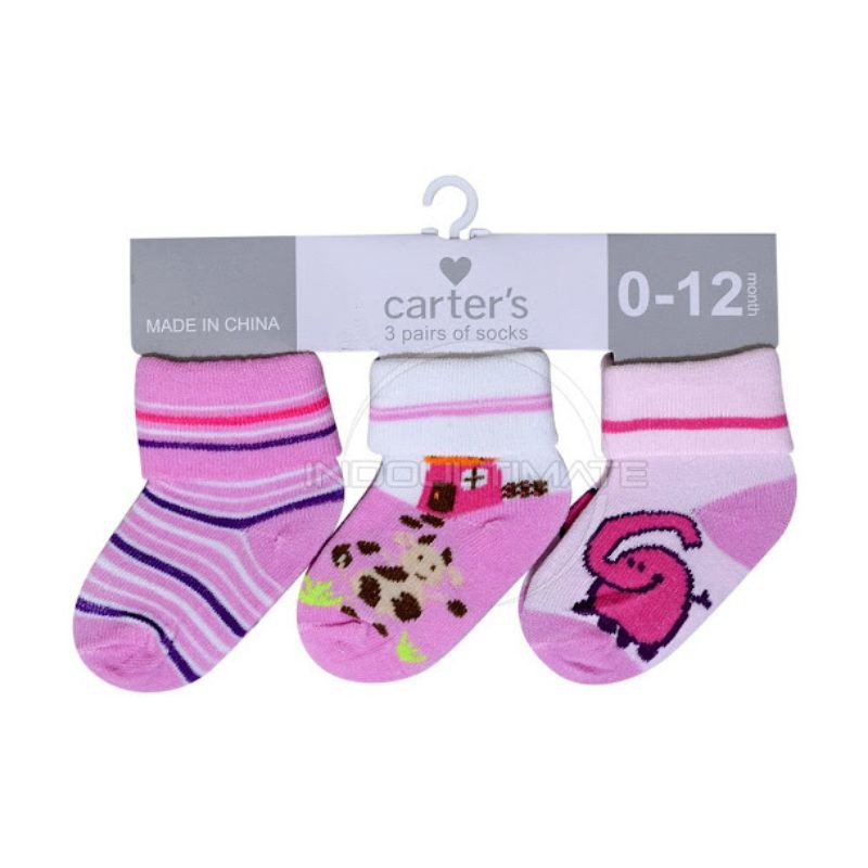 3pcs kaos kaki bayi 0-12 bulan cotton tebal perempuan laki-laki motif Random