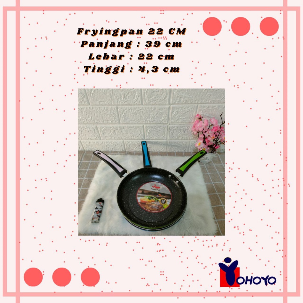 Happy Fun  Teflon Pengorengan Warna Fraying Pan Anti Lengket