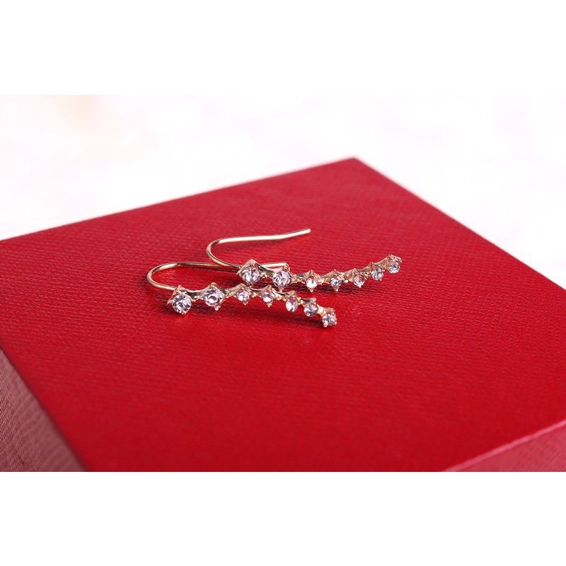 Korea fashion anting-anting deretan 7 berlian rhinestone bertatahkan bintang telinga kancing Eropa d