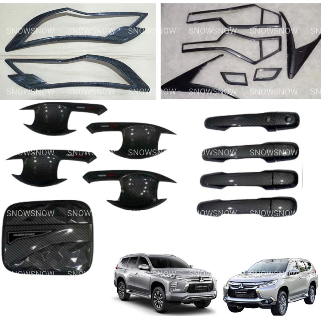 Paket Garnish Depan Belakang Outer Handle Tank Cover Pajero 2016 2018 2019 Carbon