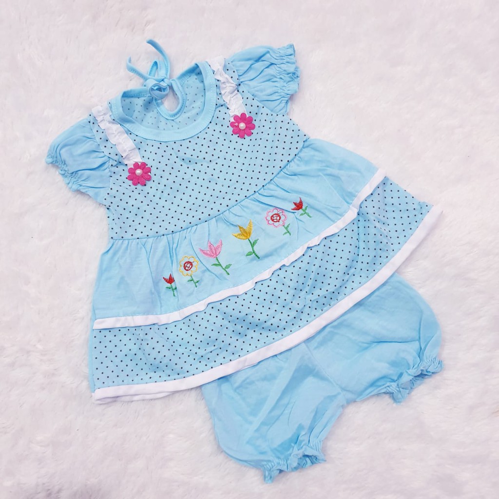 setelan dress bayi umur 0 - 12 bulan dress anak lucu / set pakaian bayi / baju bayi