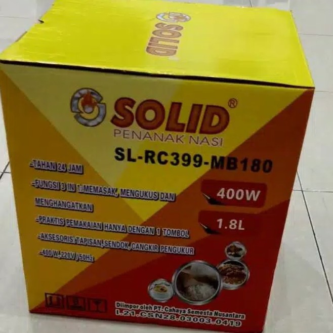 SOLID SL RC 399 MB180 - Magic Com 1,8 Liter / Rice Cooker 1,8 Liter 3in1