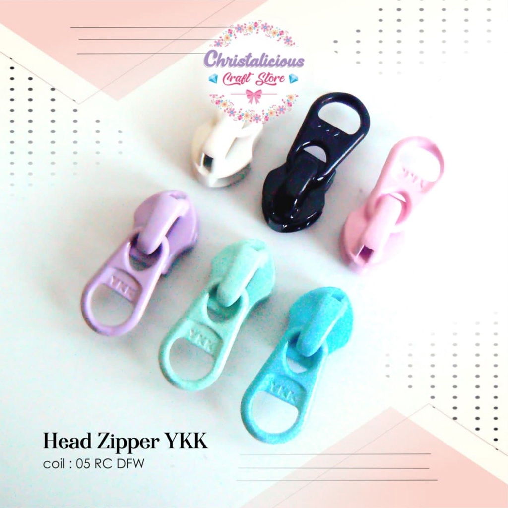 Kepala retsleting coil YKK, head zipper coil ukuran 5 merk YKK, retsleting tas, retsleting jaket, re