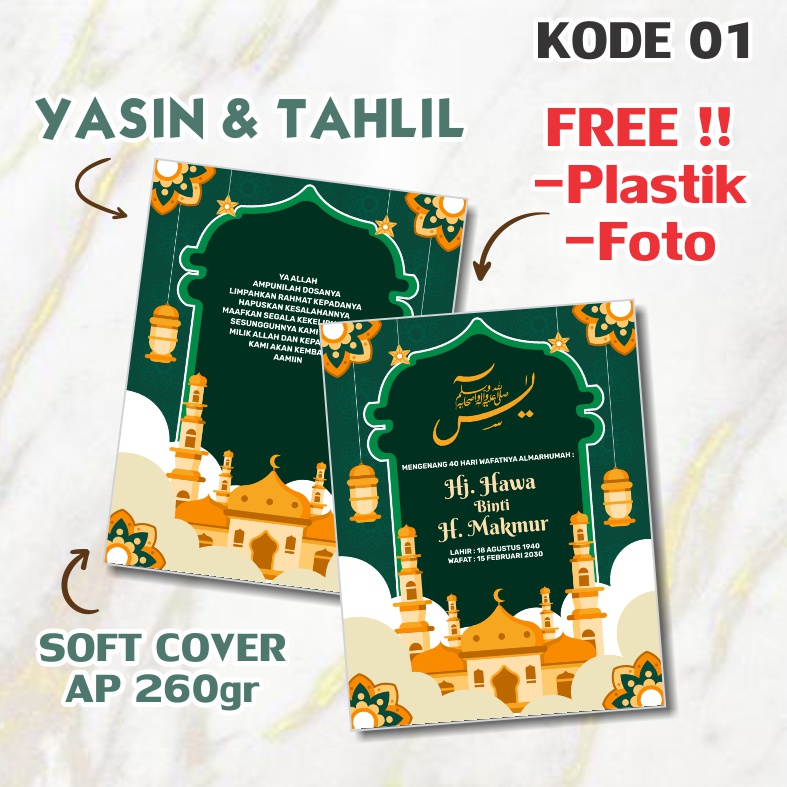 Buku Yasin & Tahlil Custom Premium Murah