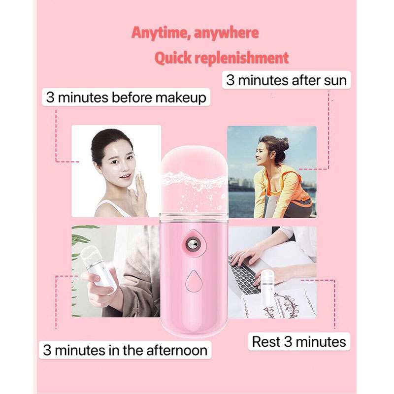 Mini Handheld Water Replenishment Instrument Usb Rechargeable Facial Humidifier