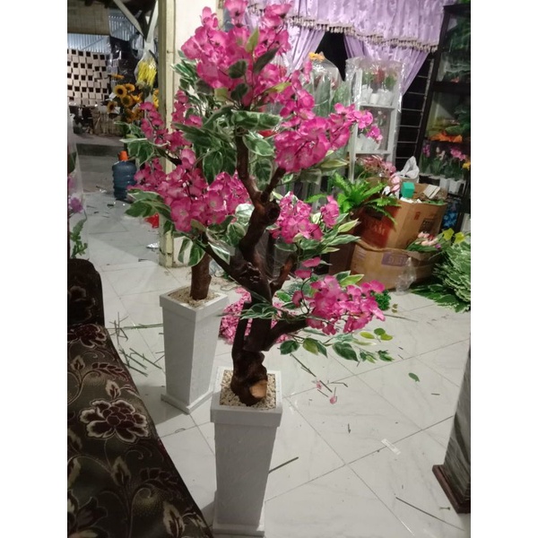 HIASAN SUDUT RUANGAN+POT // BUNGA HIAS PLASTIK JUMBO // TANAMAN HIASAN PAJANGAN RUANG TAMU SAKURA GR