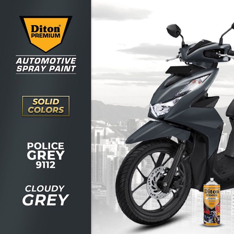 DITON PREMIUM 9112 POLICE GREY CAT SEMPROT PAINT PILOK WARNA ABU ABU