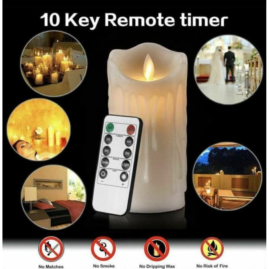 Lilin Natal Christmas Bahan Wax Lilin Asli Elektrik Goyang dengan Remote (3pcs) Lilin Natal Christmas Malam Kudus