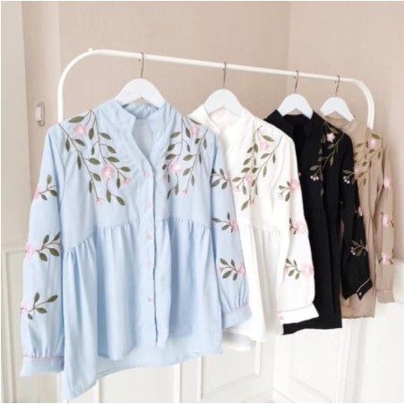 BAJU ATASAN BLOUSE MUSLIM WANITA PAKAIAN WIZZY BLOUSE LINEN MOTIP KEKINIAN BUMIL BUSUI TERBARU 2020