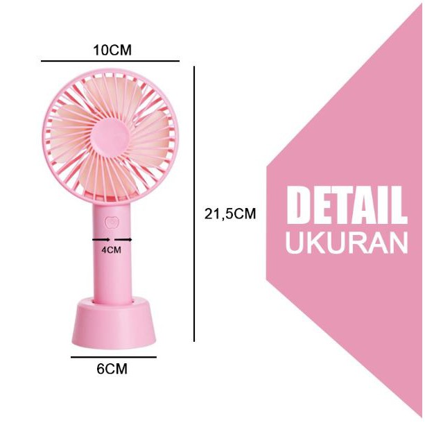 Handy Mini Fan WARNA POLOS Kipas Portable Mini Kipas Tangan Recharger Termurah