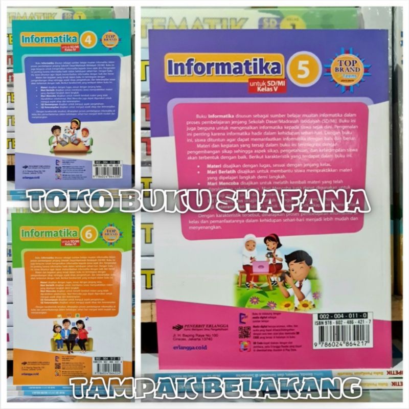 Buku Informatika Kelas 4 5 6 SD/MI Erlangga - Buku Kls IV V VI Original