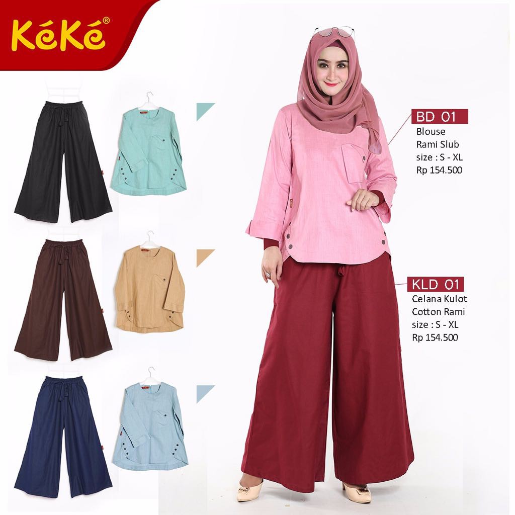 Setelan Baju Dan Celana Kulot Muslim Keke BD 01 KLD 01 Di Jual