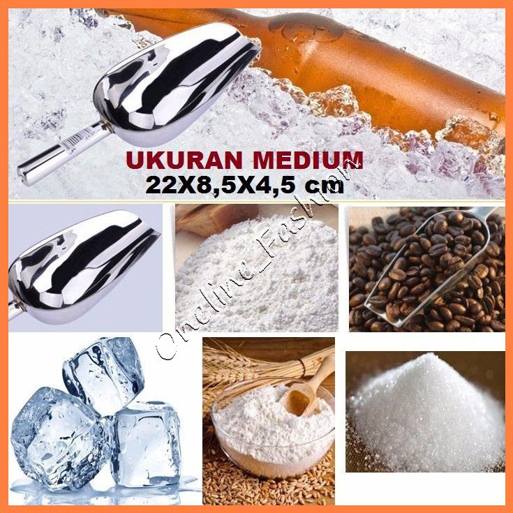 DAPUR - SENDOK ES BATU SENDOK TEPUNG UKURAN MEDIUM STAINLEES STEEL ABJ-KC217 TERLARIS 