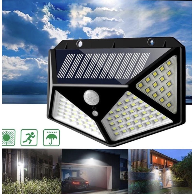 Cod Lampu Taman Tenaga Surya 100LED Sensor Light LED Solar Lamp