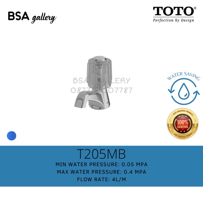 KRAN WASTAFEL TOTO T205MB / T 205 MB / KERAN AIR TOTO ORIGINAL / KRAN KAMAR MANDI