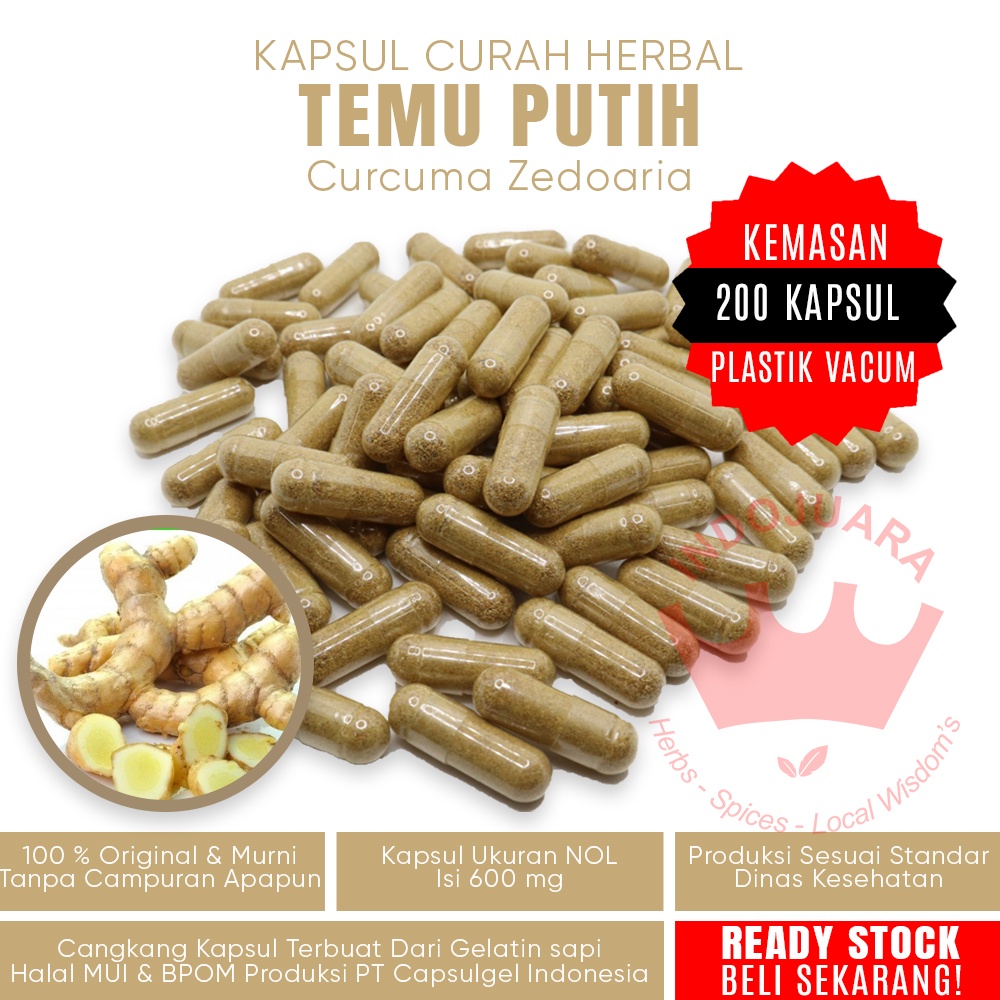 200 Kapsul TEMU PUTIH Kapsul Herbal Lemah Syahwat Pembangkit Libido Pria Wanita