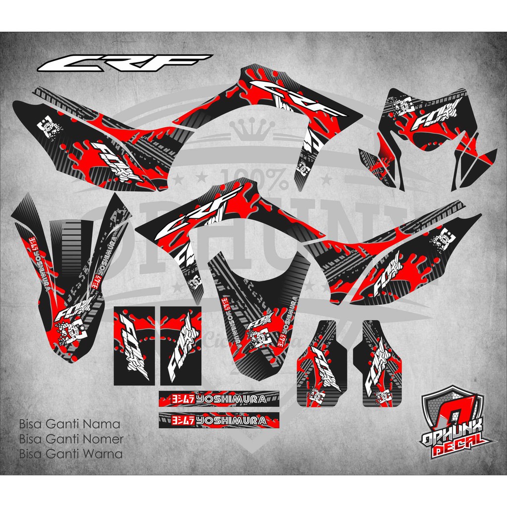 Stiker Decal Honda CRF 150 L Custom FOX Abstrack Full Body Sticker Custom