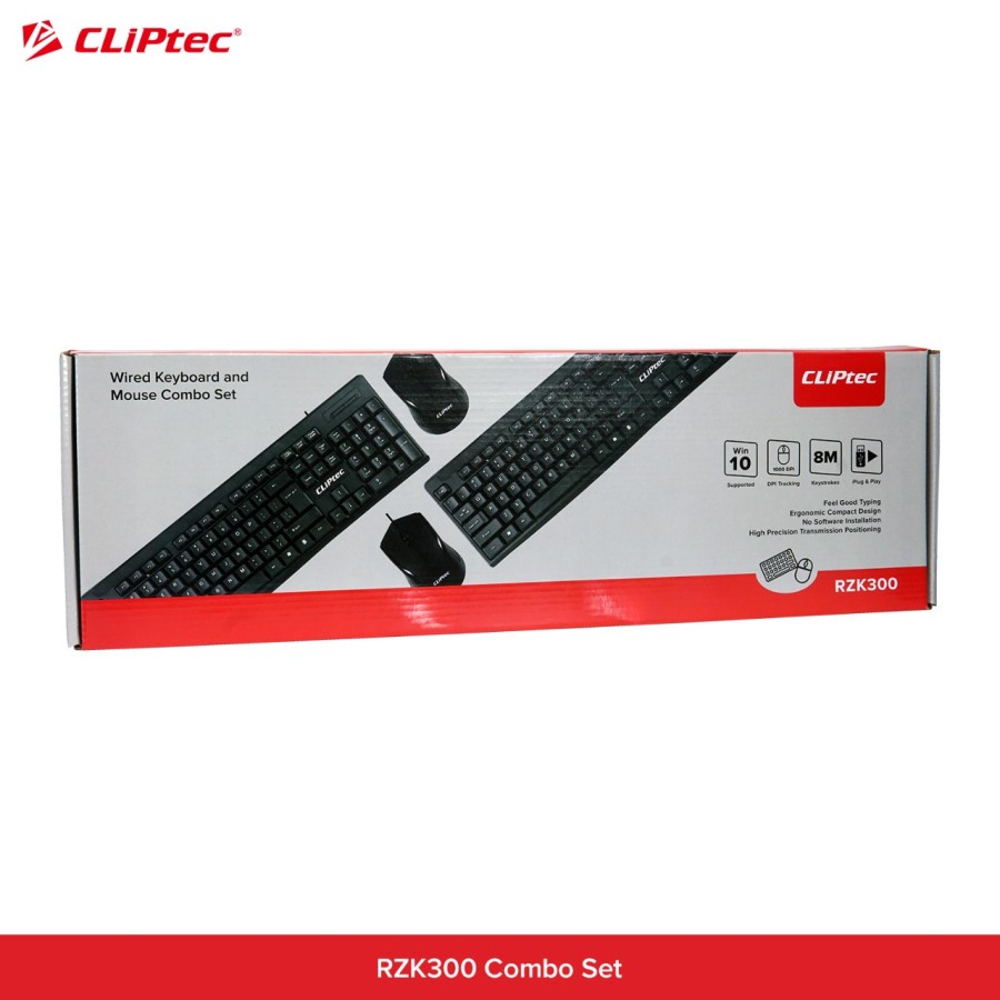 PAKET COMBO KEYBOARD  Mouse  Set Wired CLIPtec RZK300 Exclusive GARANSI 2 TAHUN RESMI