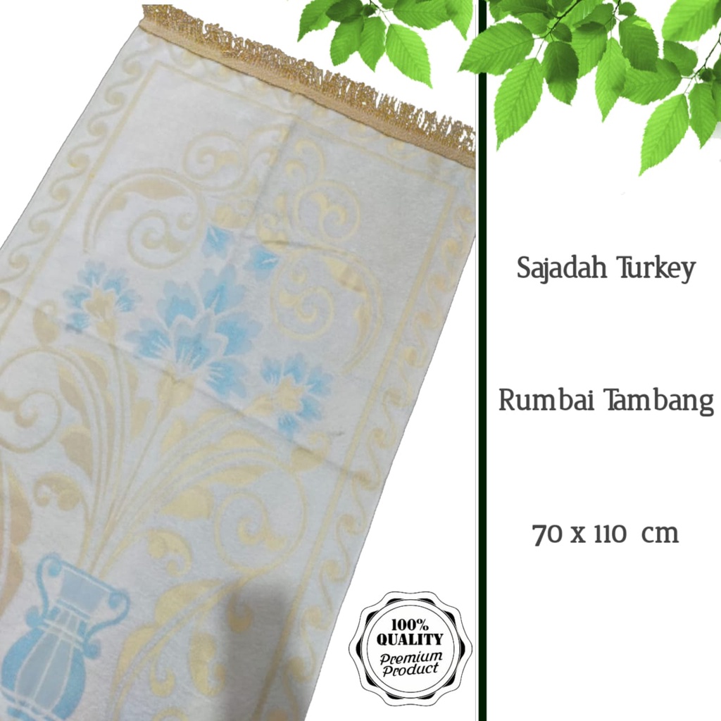 Sajadah Turki Gold Premium Rumbai Tambang Lembut /Harga Grosir