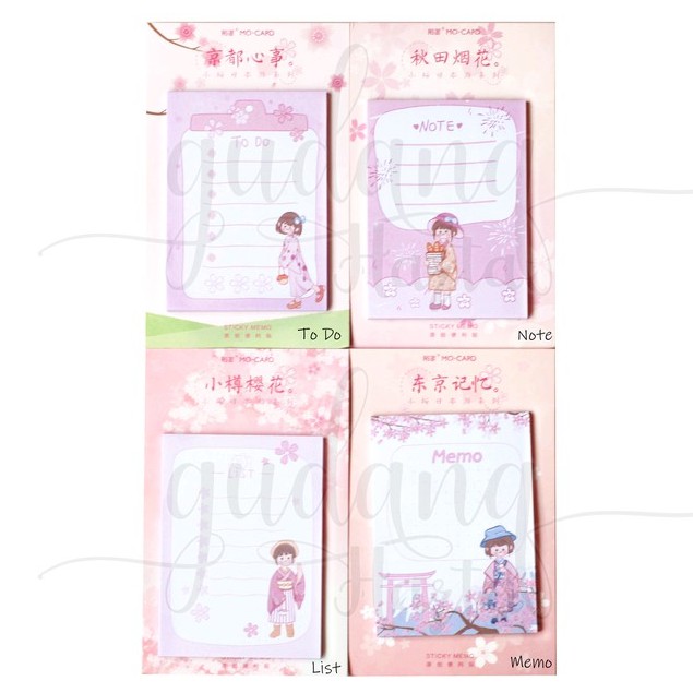 

Sticky Notes Japan Sakura Time Memo Lucu DIY Scrapbook GC 301368