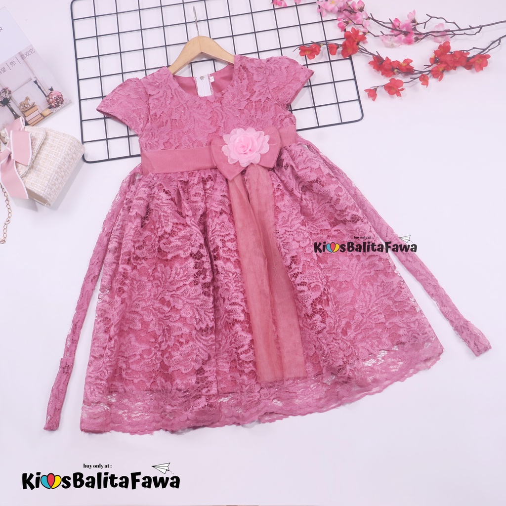 Gaun Pesta Size 5-6 Tahun / Ekspor Quality Premium Brukat Baju Anak Perempuan Dress Polos Natal Dres