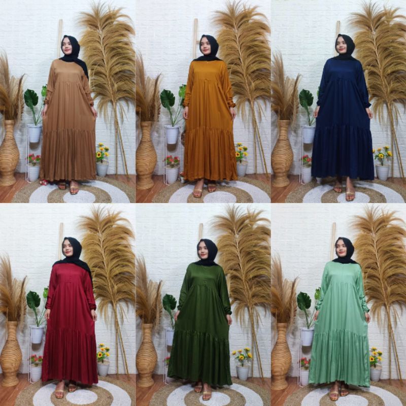Gamis polos premium rayon twill