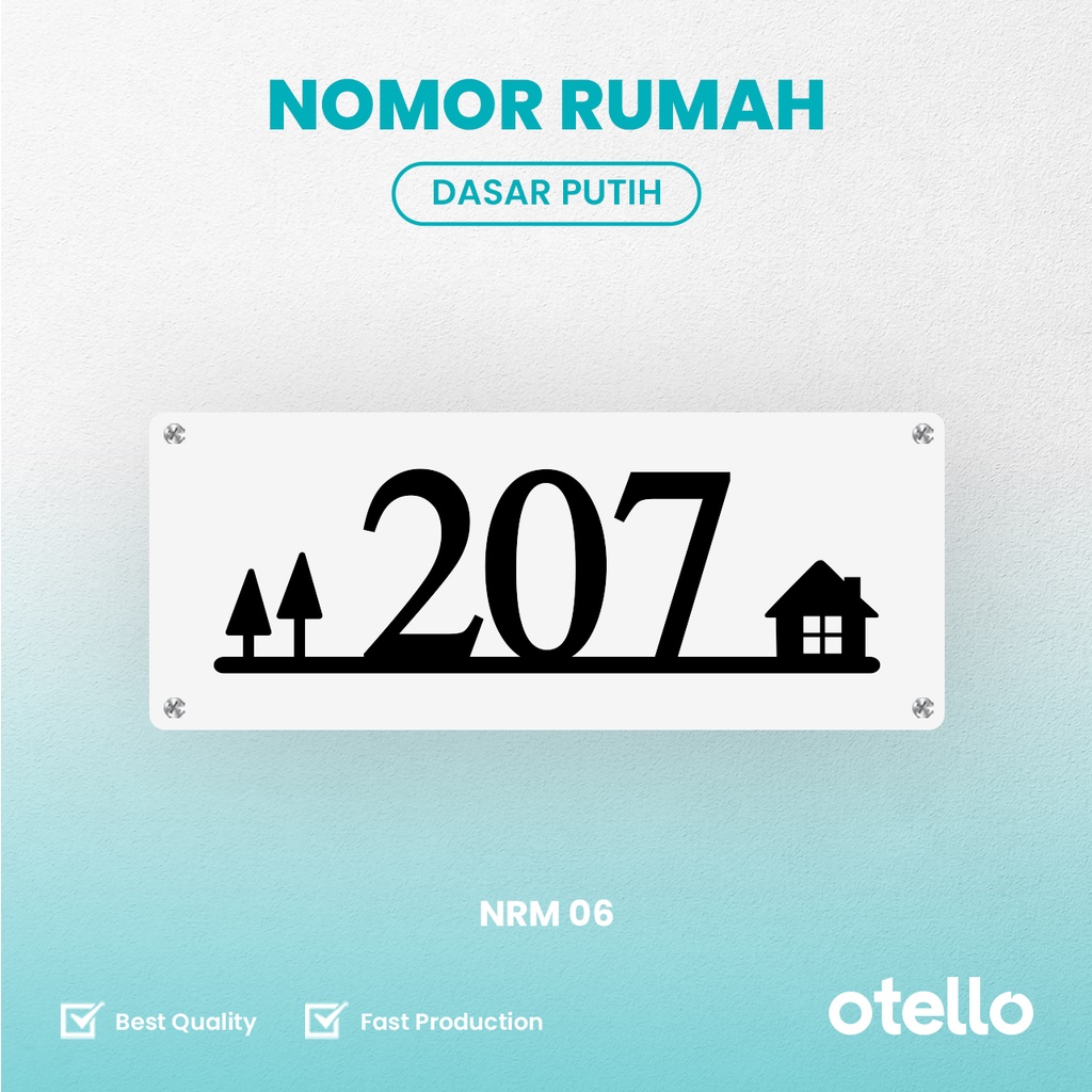 Nomor Rumah Acrylic Timbul Custom Papan Alamat Rumah Otello NRM 06 Hiasan Address Minimalist