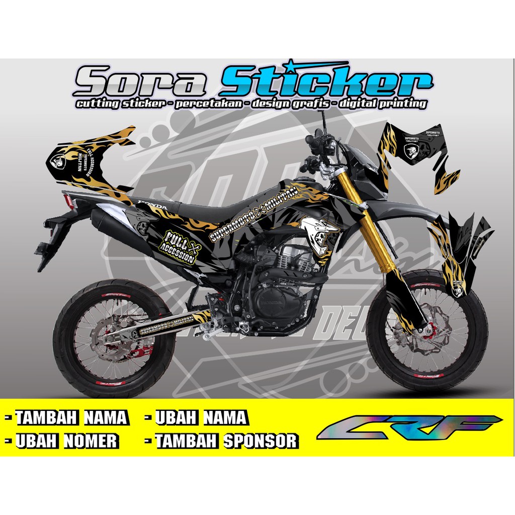 Decal stiker Honda CRF militan x supermoto gold / decal sticker crf / trail / cross supermoto