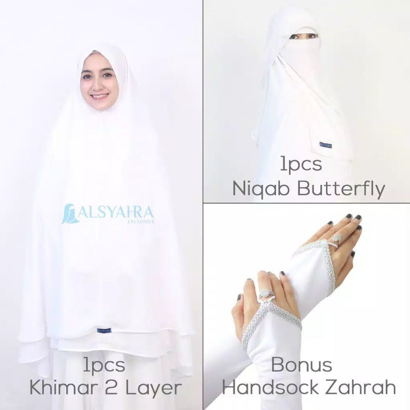 Set Khimar Niqab Butterfly Walimah Sifon Premium Alsyahra Exclusive