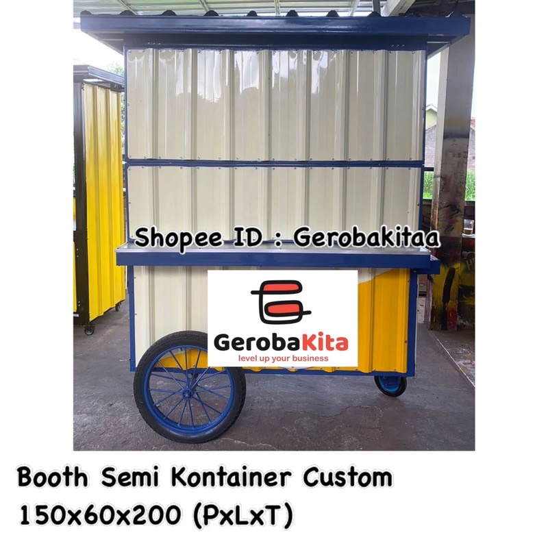 Gerobak dorong semi kontainer / booth dorong semi kontainer / booth semi dorong murah