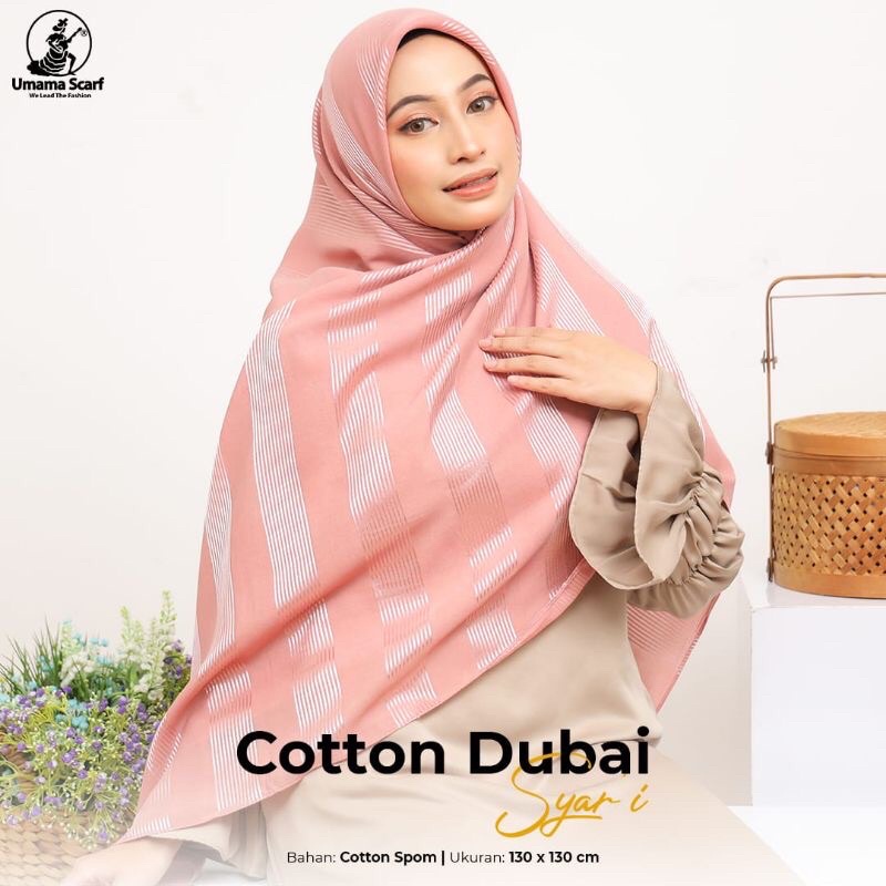 Hijab Square COTTON  DUBAI SYAR'I Original UMAMA Scarf Syari Segiempat 130x130cm