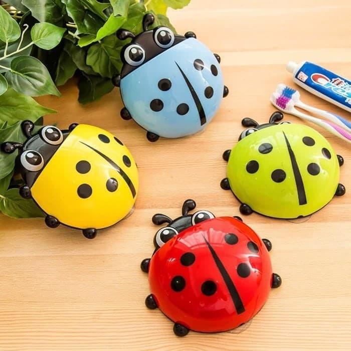 Ladybug Tempat Sikat Gigi &amp; Odol Tempelan Kamar Mandi - Holder Vacum Tempel Ladybug Toothbrush / Dispenser Odol Tempat Sikat Gigi Kumbang Random